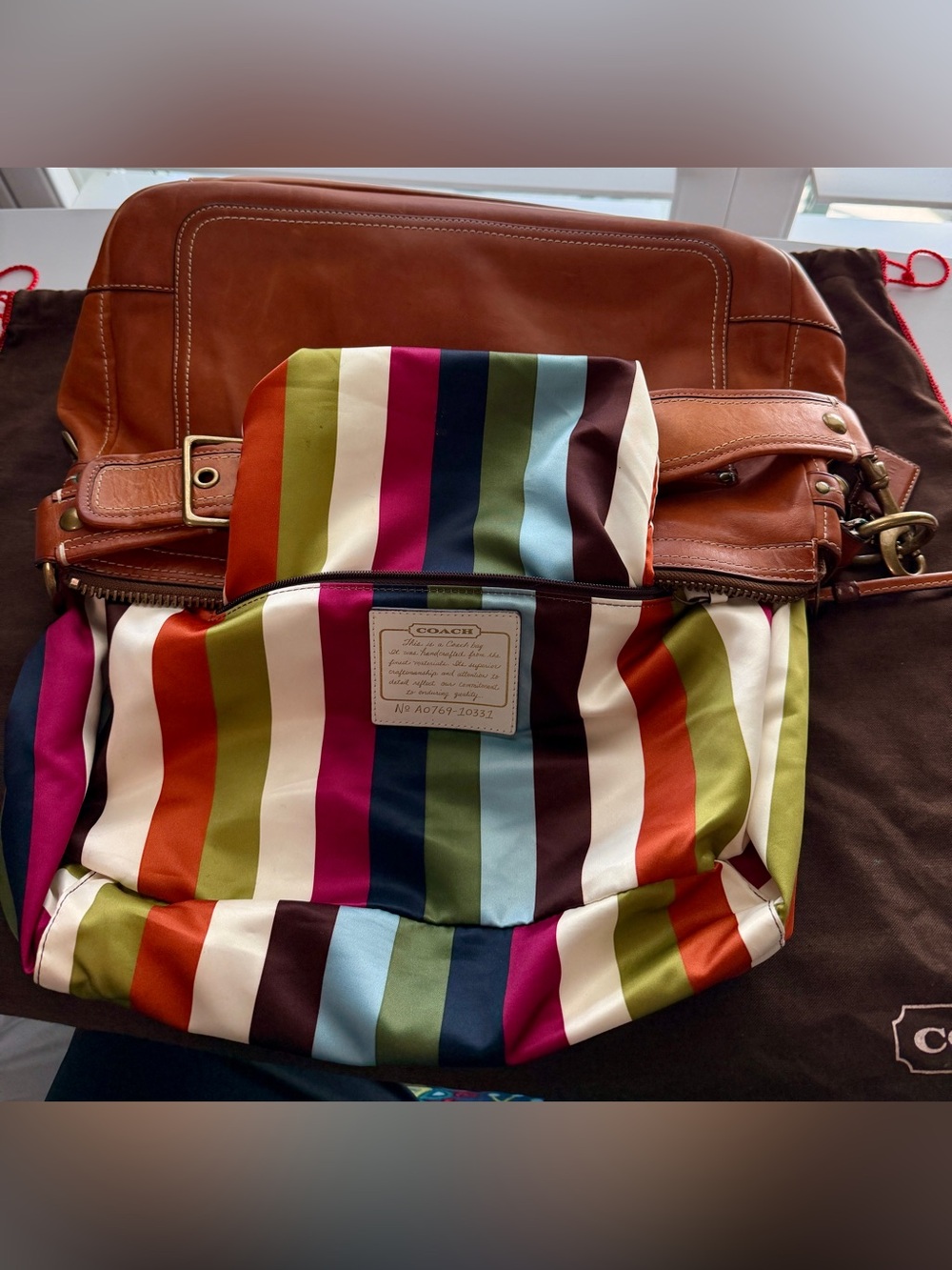 Coach 65th Anniversary Mandy Satchel Shoulder Bag w/Legacy Stripe lining - Picture 12 of 15